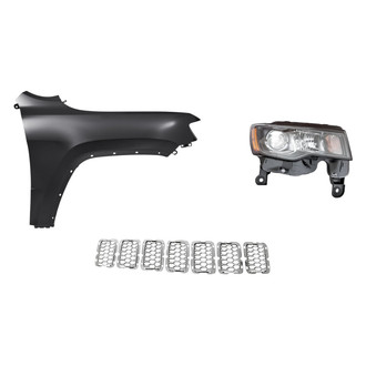 Replacement - 3-Piece Kit (Passenger Side Headlight, Inner Grille Trim Ring, Front Passenger Side Fender) (CAPA Certified)