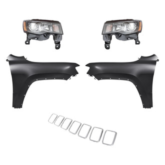 Replacement - 5-Piece Kit (Driver and Passenger Side Headlights, Grille Trim Ring, Driver and Passenger Side Fenders) (Standard Line)