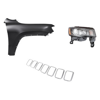 Replacement - 3-Piece Kit (Passenger Side Headlight, Grille Trim Ring, Front Passenger Side Fender) (Standard Line)