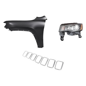 Replacement - 3-Piece Kit (Driver Side Headlight, Grille Trim Ring, Front Driver Side Fender) (CAPA Certified)