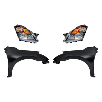 Replacement - 4-Piece Kit (Driver and Passenger Side Headlights, Driver and Passenger Side Fenders) (CAPA Certified)