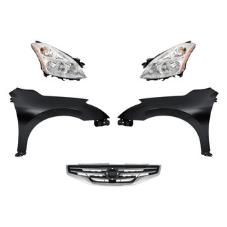Replacement - 5-Piece Kit (Driver and Passenger Side Headlights, Grille, Driver and Passenger Side Fenders) (CAPA Certified)