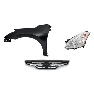 Replacement - 3-Piece Kit (Driver Side Headlight, Grille, Front Driver Side Fender) (CAPA Certified)