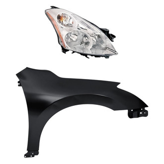 Replacement - 2-Piece Kit (Passenger Side Headlight, Front Passenger Side Fender) (CAPA Certified)