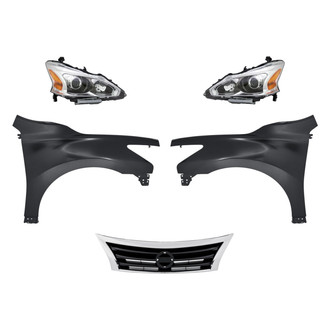 Replacement - 5-Piece Kit (Driver and Passenger Side Headlights, Grille, Driver and Passenger Side Fenders) (CAPA Certified)