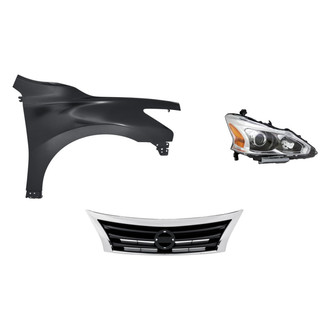 Replacement - 3-Piece Kit (Passenger Side Headlight, Grille, Front Passenger Side Fender) (CAPA Certified)