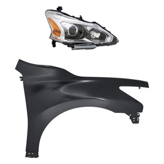 Replacement - 2-Piece Kit (Passenger Side Headlight, Front Passenger Side Fender) (CAPA Certified)