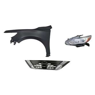 Replacement - 3-Piece Kit (Driver Side Headlight, Grille, Front Driver Side Fender) (CAPA Certified)