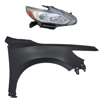 Replacement - 2-Piece Kit (Passenger Side Headlight, Front Passenger Side Fender) (CAPA Certified)