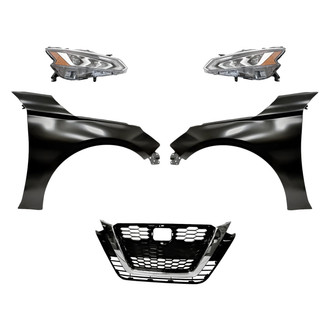 Replacement - 5-Piece Kit (Driver and Passenger Side Headlights, Grille, Driver and Passenger Side Fenders) (Standard Line)