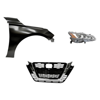 Replacement - 3-Piece Kit (Passenger Side Headlight, Grille, Front Passenger Side Fender) (Standard Line)
