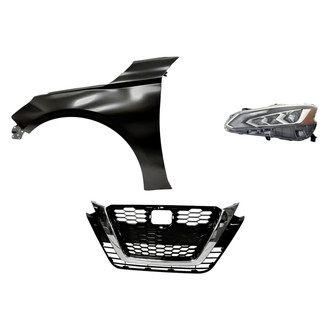 Replacement - 3-Piece Kit (Driver Side Headlight, Grille, Front Driver Side Fender) (Standard Line)