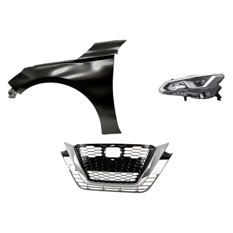 Replacement - 3-Piece Kit (Driver Side Headlight, Grille, Front Driver Side Fender) (Standard Line)