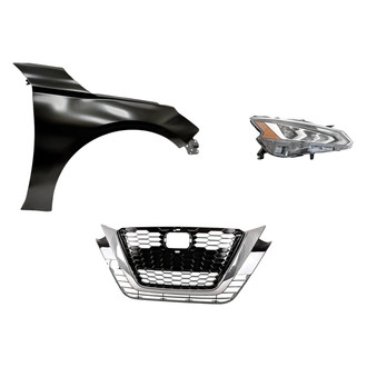 Replacement - 3-Piece Kit (Passenger Side Headlight, Grille, Front Passenger Side Fender) (Standard Line)