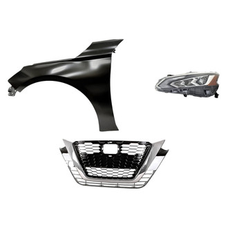 Replacement - 3-Piece Kit (Driver Side Headlight, Grille, Front Driver Side Fender) (Standard Line)