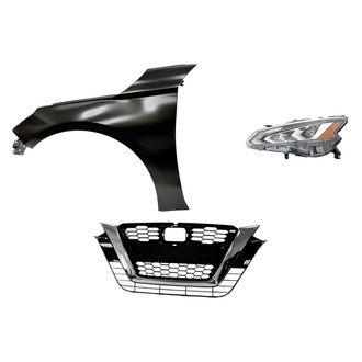 Replacement - 3-Piece Kit (Driver Side Headlight, Grille, Front Driver Side Fender) (Standard Line)