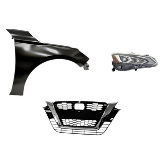 Replacement - 3-Piece Kit (Passenger Side Headlight, Grille, Front Passenger Side Fender) (Standard Line)