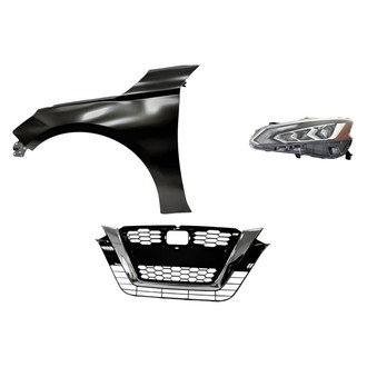 Replacement - 3-Piece Kit (Driver Side Headlight, Grille, Front Driver Side Fender) (Standard Line)