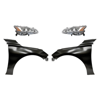 Replacement - 4-Piece Kit (Driver and Passenger Side Headlights, Driver and Passenger Side Fenders) (CAPA Certified)