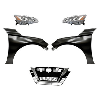 Replacement - 5-Piece Kit (Driver and Passenger Side Headlights, Grille, Driver and Passenger Side Fenders) (CAPA Certified)