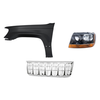 Replacement - 3-Piece Kit (Driver Side Headlight, Grille, Front Driver Side Fender) (Standard Line)