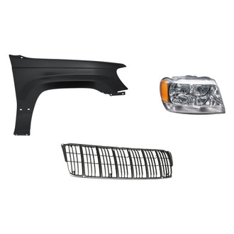 Replacement - 3-Piece Kit (Passenger Side Headlight, Grille, Front Passenger Side Fender) (CAPA Certified)