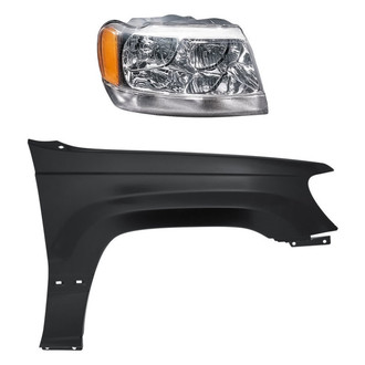 Replacement - 2-Piece Kit (Passenger Side Headlight, Front Passenger Side Fender) (CAPA Certified)