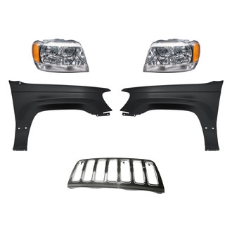 Replacement - 5-Piece Kit (Driver and Passenger Side Headlights, Grille, Driver and Passenger Side Fenders) (Standard Line)