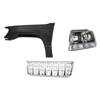 Replacement - 3-Piece Kit (Driver Side Headlight, Grille, Front Driver Side Fender) (Standard Line)