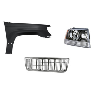 Replacement - 3-Piece Kit (Passenger Side Headlight, Inner and Outer Grille, Front Passenger Side Fender) (Standard Line)