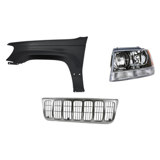 Replacement - 3-Piece Kit (Driver Side Headlight, Inner and Outer Grille, Front Driver Side Fender) (Standard Line)