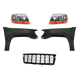 Replacement - 5-Piece Kit (Driver and Passenger Side Headlights, Grille, Driver and Passenger Side Fenders)
