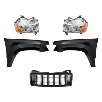Replacement - 5-Piece Kit (Driver and Passenger Side Headlights, Grille, Driver and Passenger Side Fenders)