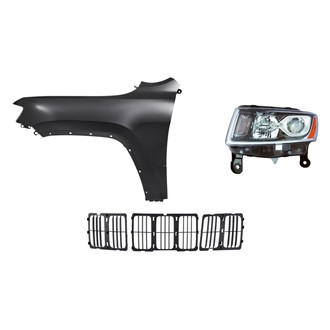 Replacement - 3-Piece Kit (Driver Side Headlight, Grille, Front Driver Side Fender) (Standard Line)