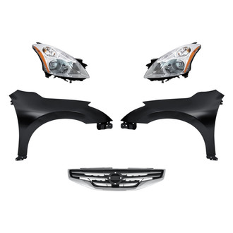 Replacement - 5-Piece Kit (Driver and Passenger Side Headlights, Grille, Driver and Passenger Side Fenders) (CAPA Certified)