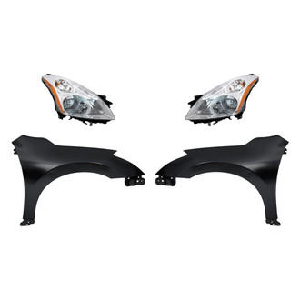 Replacement - 4-Piece Kit (Driver and Passenger Side Headlights, Driver and Passenger Side Fenders) (CAPA Certified)