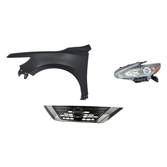 Replacement - 3-Piece Kit (Driver Side Headlight, Grille, Front Driver Side Fender) (Standard Line)