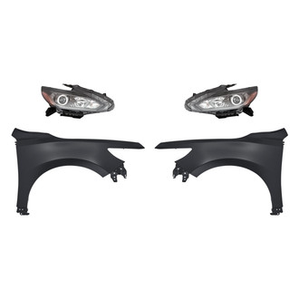 Replacement - 4-Piece Kit (Driver and Passenger Side Headlights, Driver and Passenger Side Fenders) (CAPA Certified)