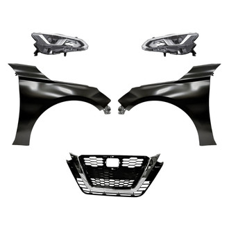 Replacement - 5-Piece Kit (Driver and Passenger Side Headlights, Grille, Driver and Passenger Side Fenders) (CAPA Certified)