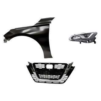 Replacement - 3-Piece Kit (Driver Side Headlight, Grille, Front Driver Side Fender) (CAPA Certified)