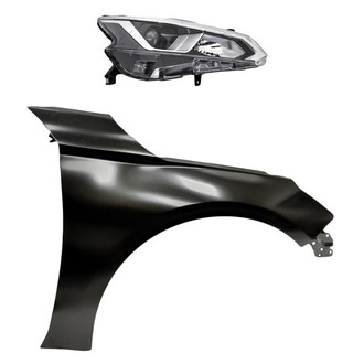 Replacement - 2-Piece Kit (Passenger Side Headlight, Front Passenger Side Fender) (CAPA Certified)