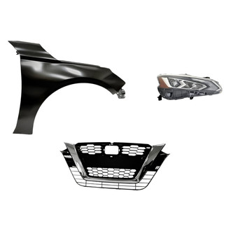 Replacement - 3-Piece Kit (Passenger Side Headlight, Grille, Front Passenger Side Fender) (CAPA Certified)