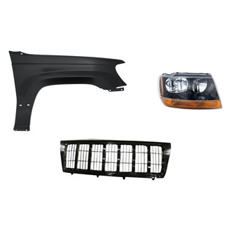 Replacement - 3-Piece Kit (Passenger Side Headlight, Grille, Front Passenger Side Fender) (Standard Line)
