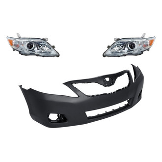 Replacement - 3-Piece Kit (Driver and Passenger Side Headlights, Front Bumper Cover) (Standard Line)