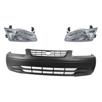 Replacement - 3-Piece Kit (Driver and Passenger Side Headlights, Front Bumper Cover) (Standard Line)