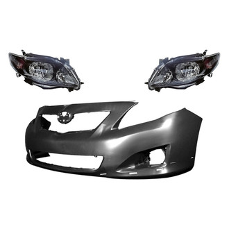 Replacement - 3-Piece Kit (Driver and Passenger Side Headlights, Front Bumper Cover) (Standard Line)