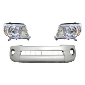 Replacement - 3-Piece Kit (Driver and Passenger Side Headlights, Front Bumper Cover) (Standard Line)