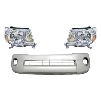 Replacement - 3-Piece Kit (Driver and Passenger Side Headlights, Front Bumper Cover) (Standard Line)