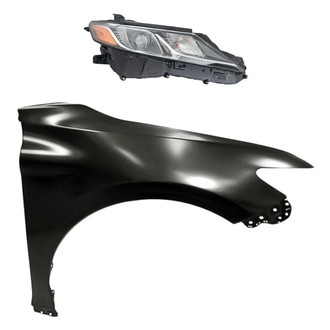 Replacement - 2-Piece Kit (Passenger Side Headlight, Front Passenger Side Fender) (CAPA Certified)