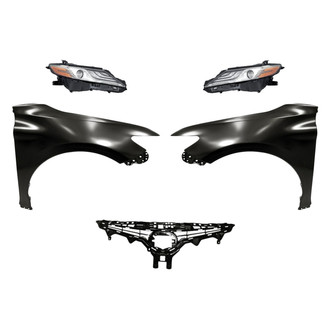 Replacement - 5-Piece Kit (Driver and Passenger Side Headlights, Grille, Driver and Passenger Side Fenders) (CAPA Certified)
